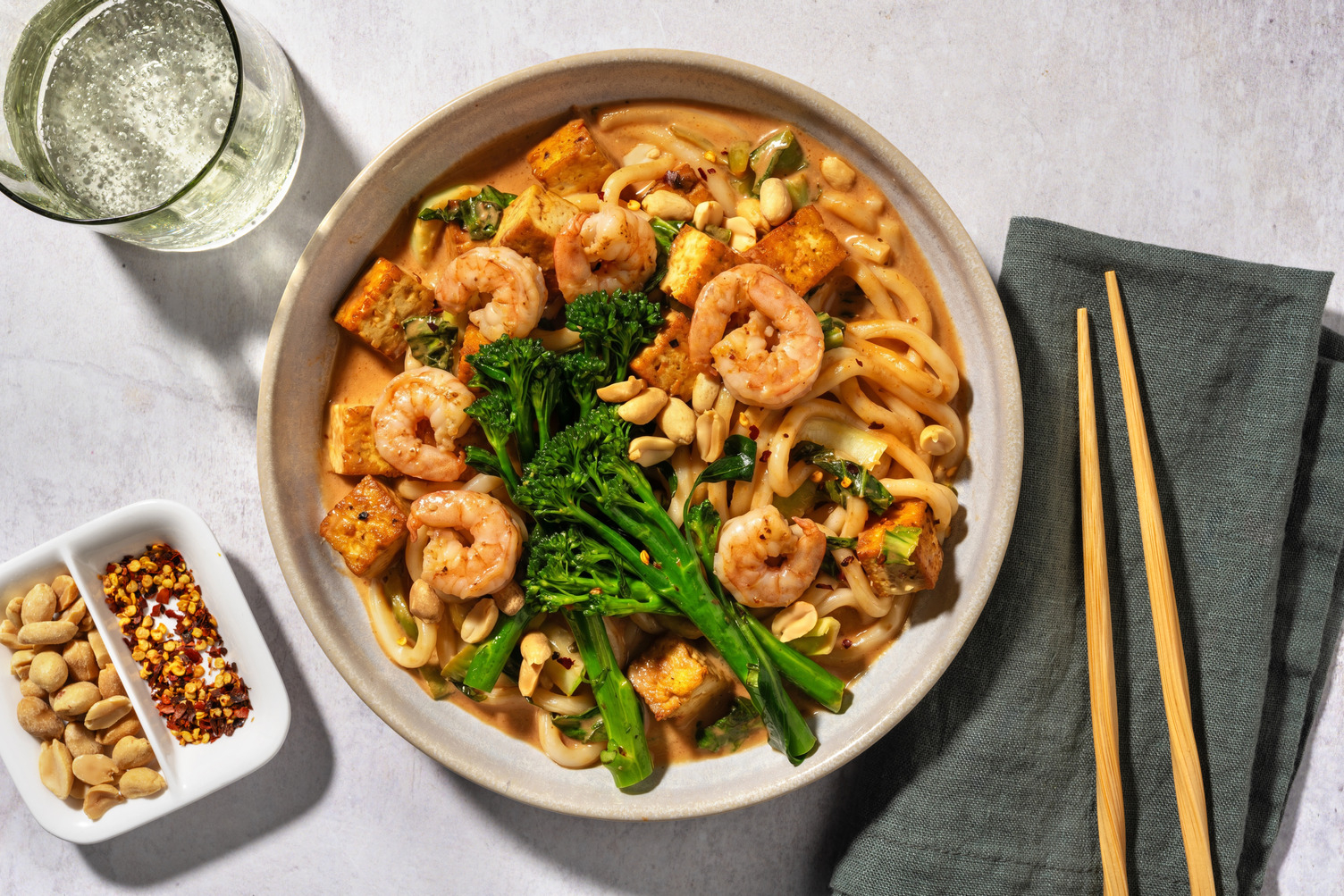 Gingery Mango Tofu and Prawn Noodles