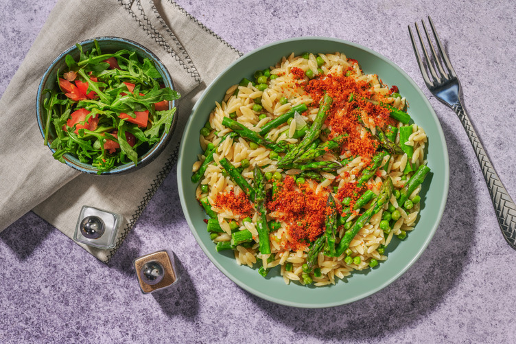 Lemony Asparagus Orzotto with Irish Bacon 