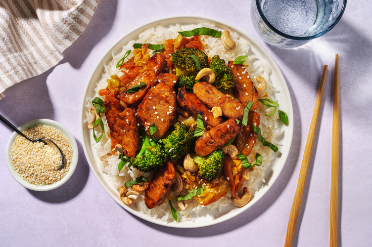 Vegane Filetstücke in thailändischer Orangensauce