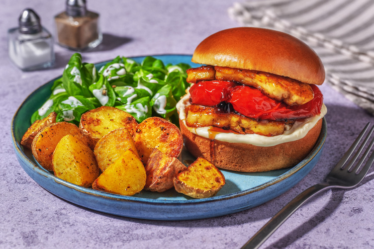 West African Spiced Halloumi Burger with Irish Bacon