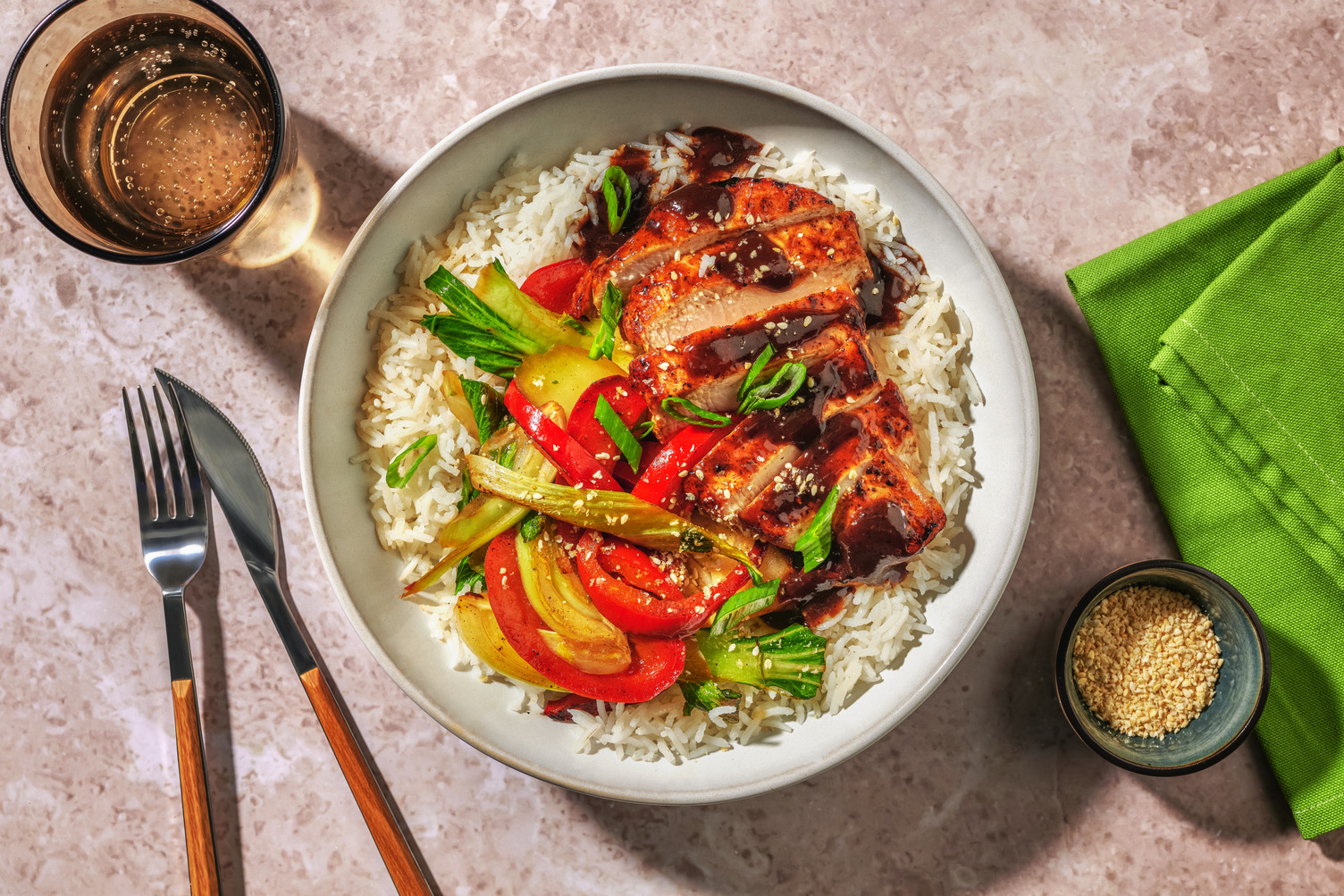 Poulet façon teriyaki & légumes poêlés