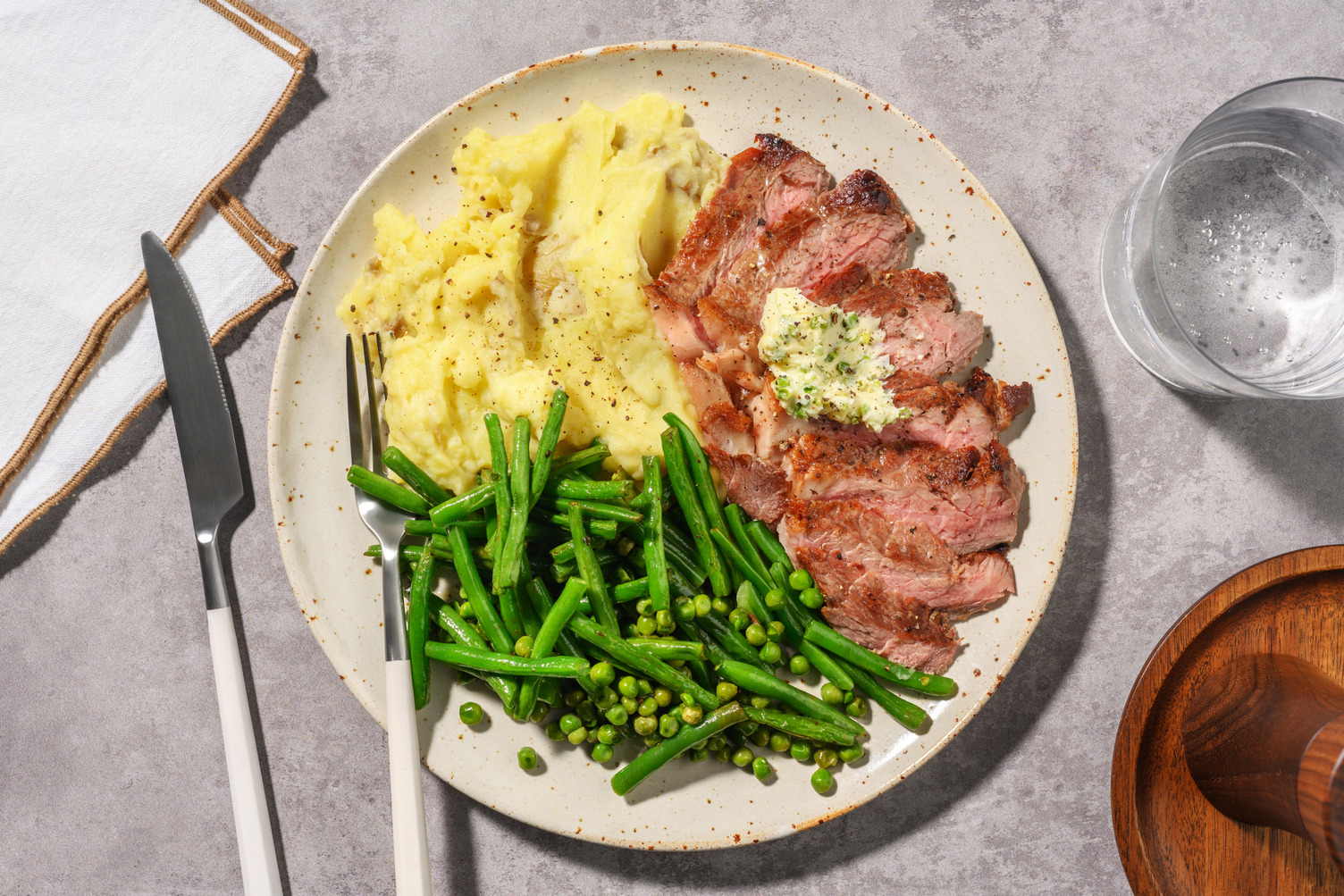 Pork Steak and Lemon Chive Butter