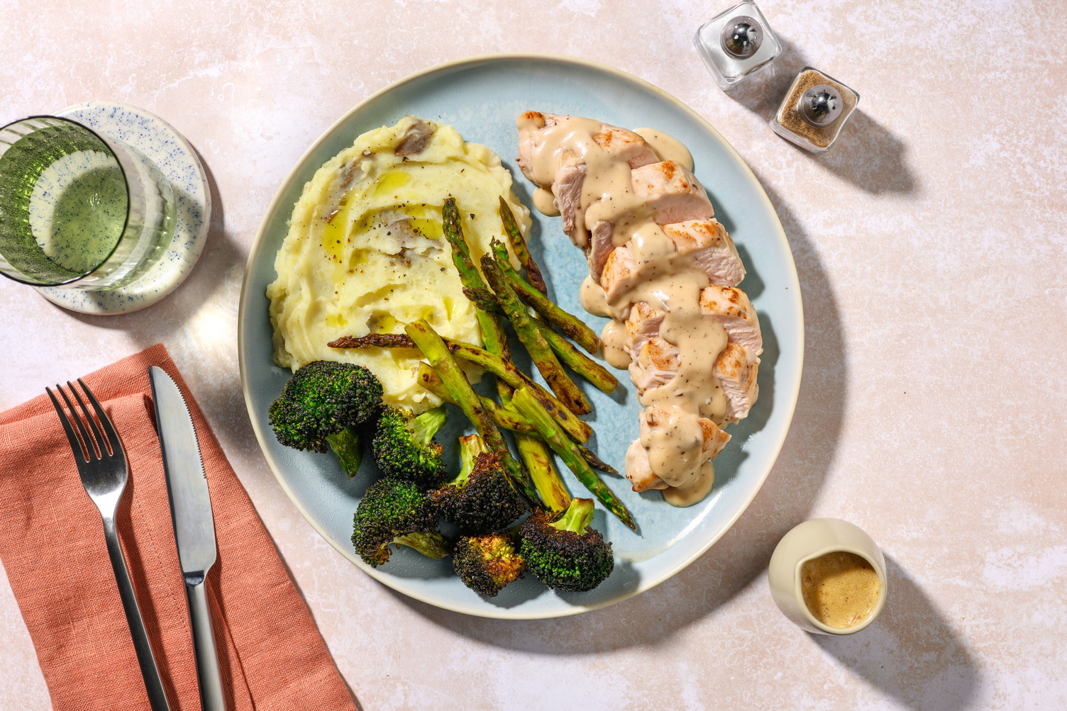 Chicken and Homemade Peppercorn Sauce