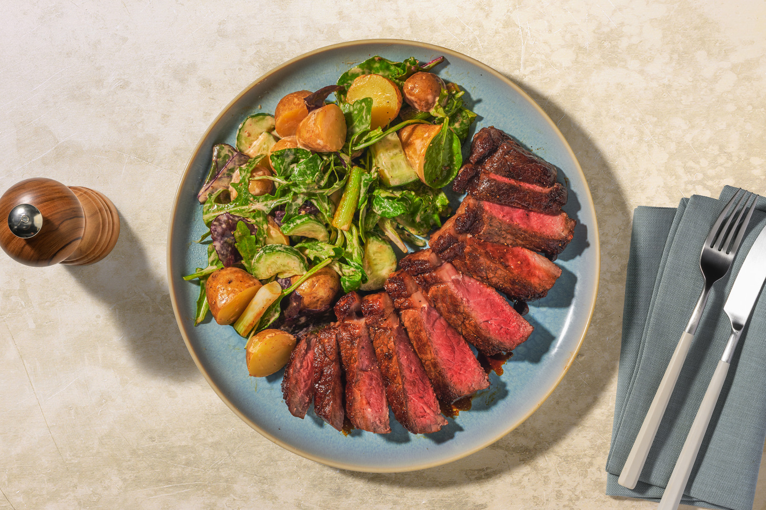 Glazed Rump Steak and Soy Butter Potatoes