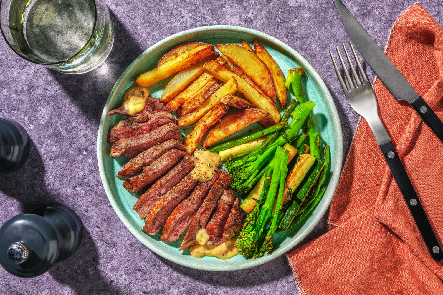 Chilli-Garlic Butter Rump Steak and Chips