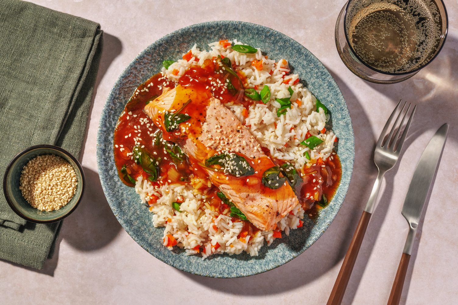 Doppelter Lachs mit Spinat 