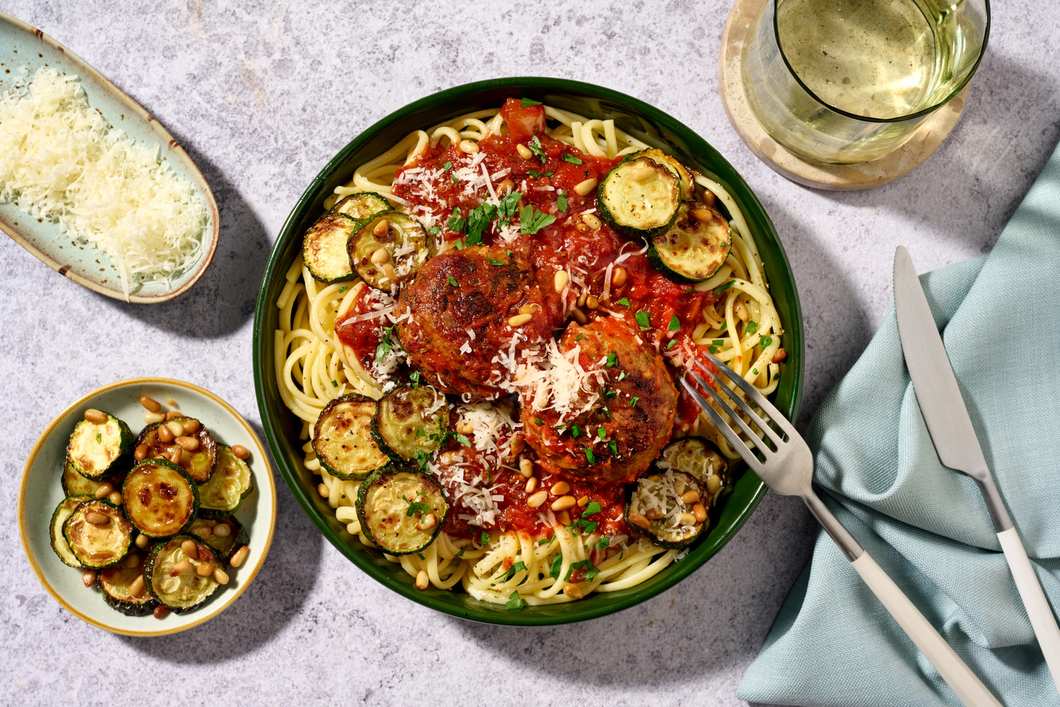 Linguine & boulettes boeuf-ricotta maison