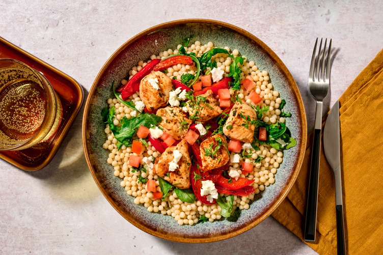 Mediterranean Chicken Salad and Pomegranate Vinaigrette