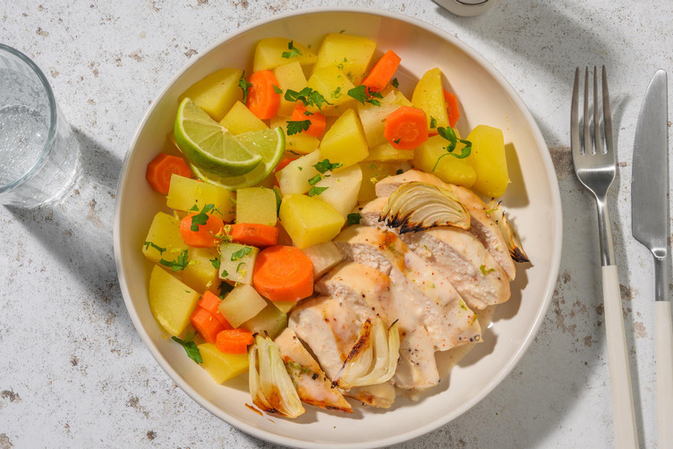 Kräuter-Limetten Bio-Hähnchen mit zitroniger Soße