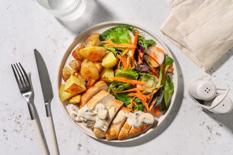 Pouletbrust in cremiger Champignon-Sauce