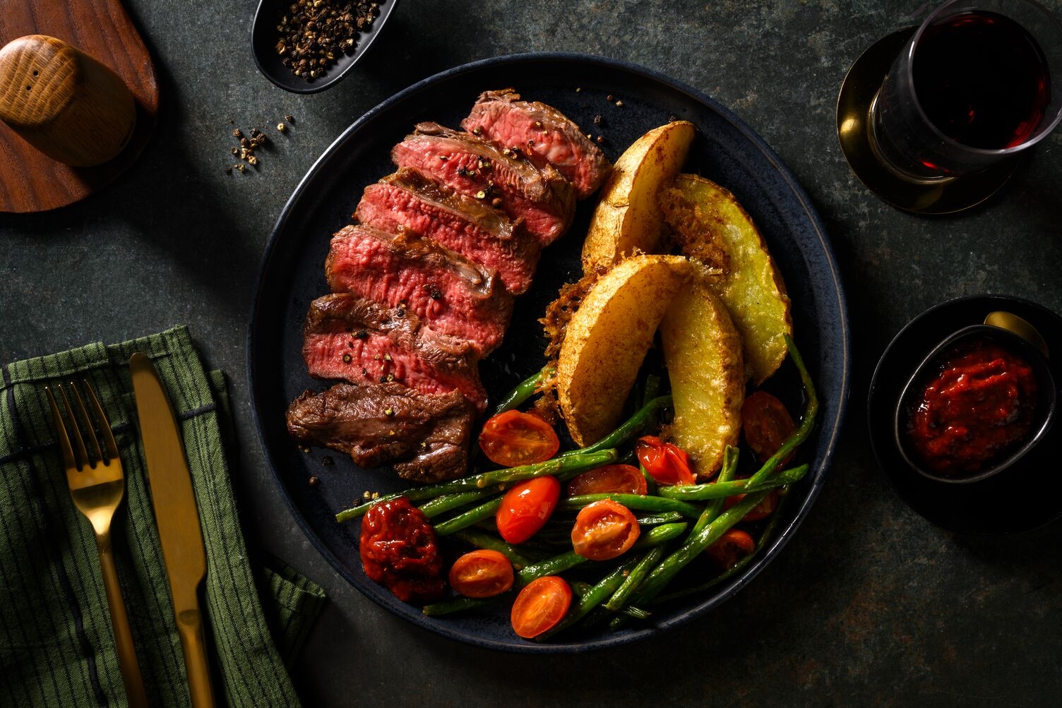 Feines Rindshuftsteak mit Pflaumendip