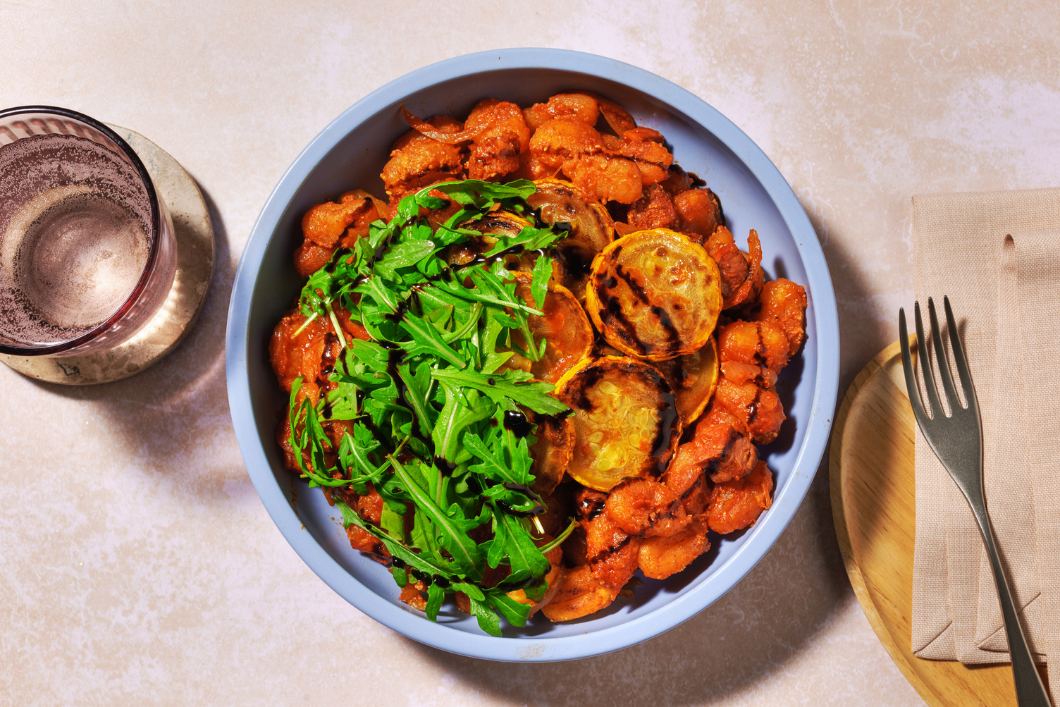 Chorizo, Prawn and Yellow Courgette Pan-Fried Gnocchi