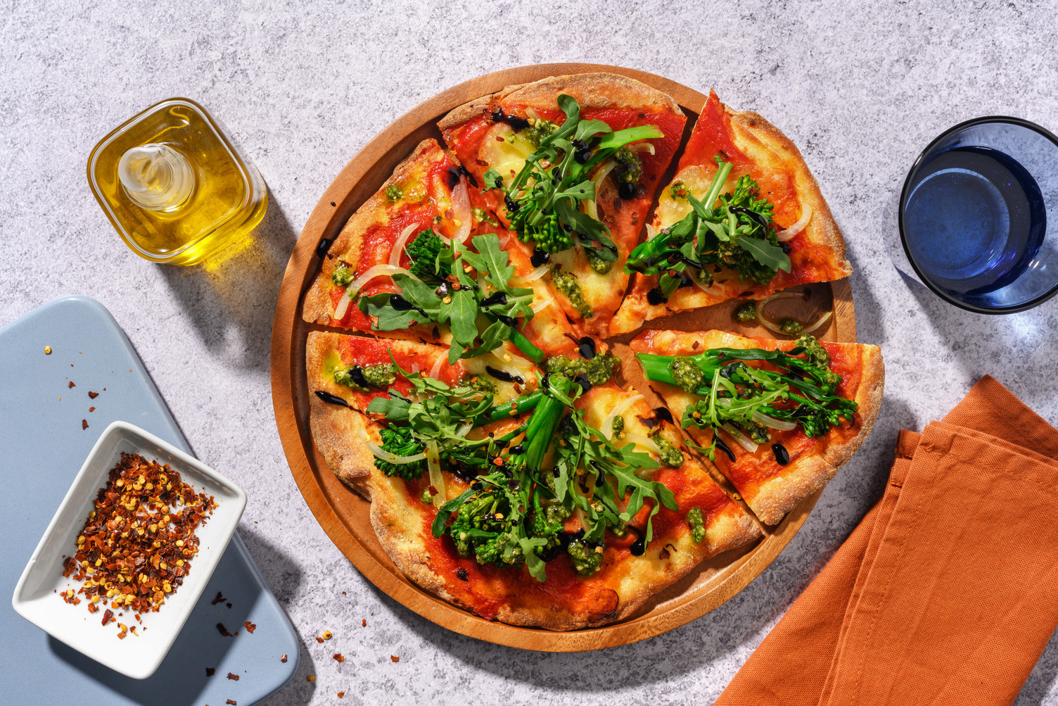 Tenderstem® Broccoli, Chorizo and Pesto Thin Crust Pizza
