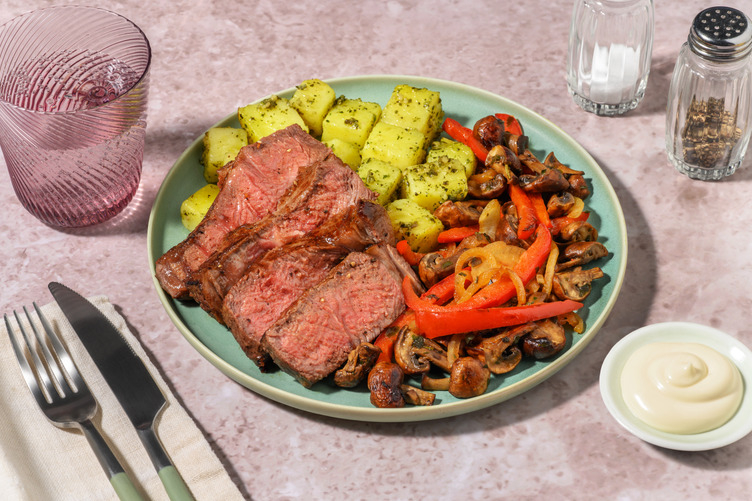 Steak met pestopatatjes