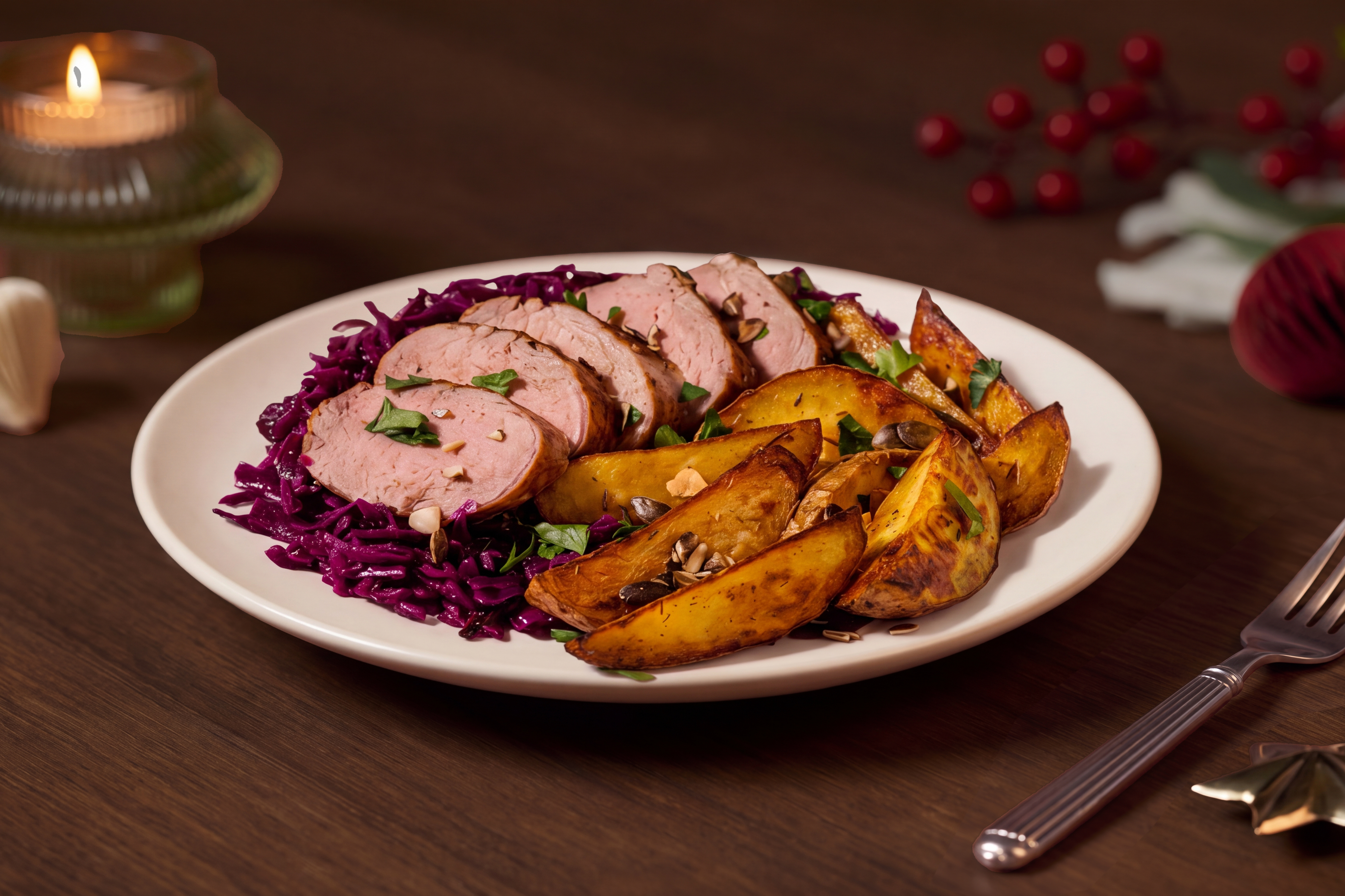 Winterliches Schweinefilet mit Rotkohl
