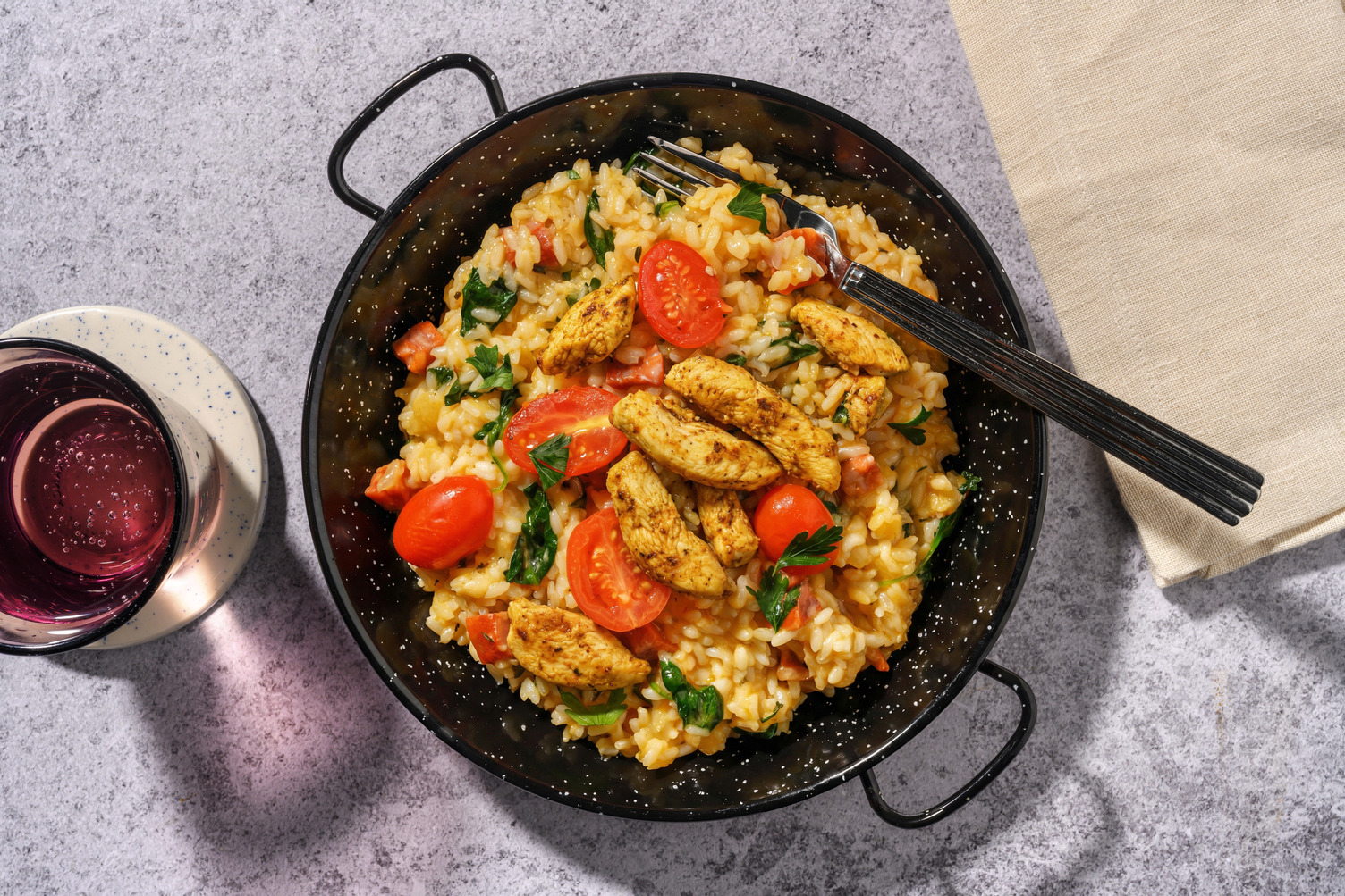 Knoblauch-Bio-Hähnchen & Chorizo Risotto