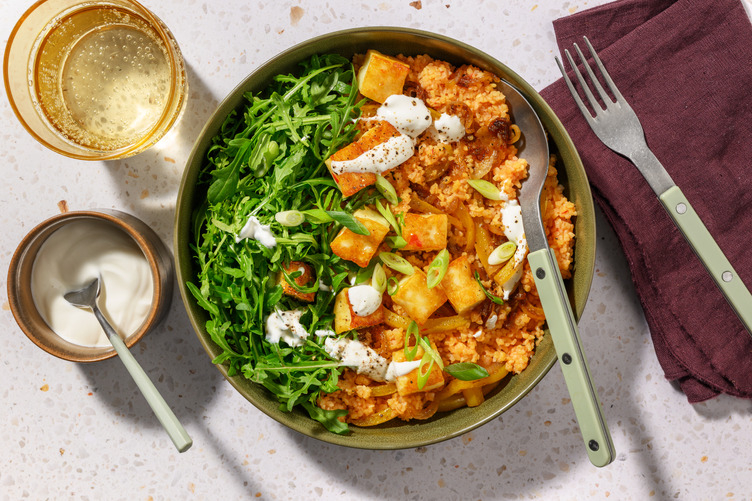 Glazed Falafel Harissa Bulgur Bowl