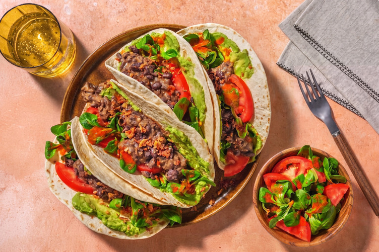 Mexican Spiced Black Bean Loaded Tortillas with Chorizo