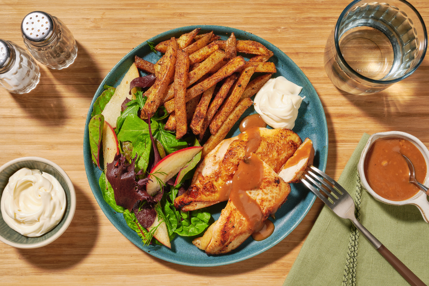 Crispy Chicken Breasts and Spiced Chips