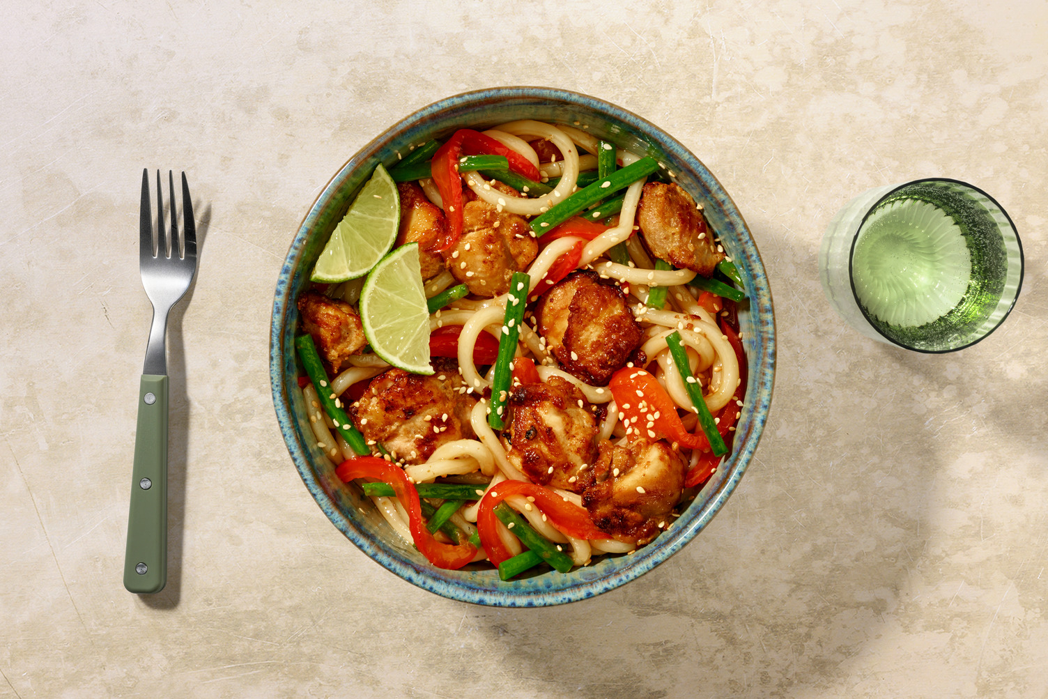 Air Fryer Miso Peanut Chicken Udon Noodles