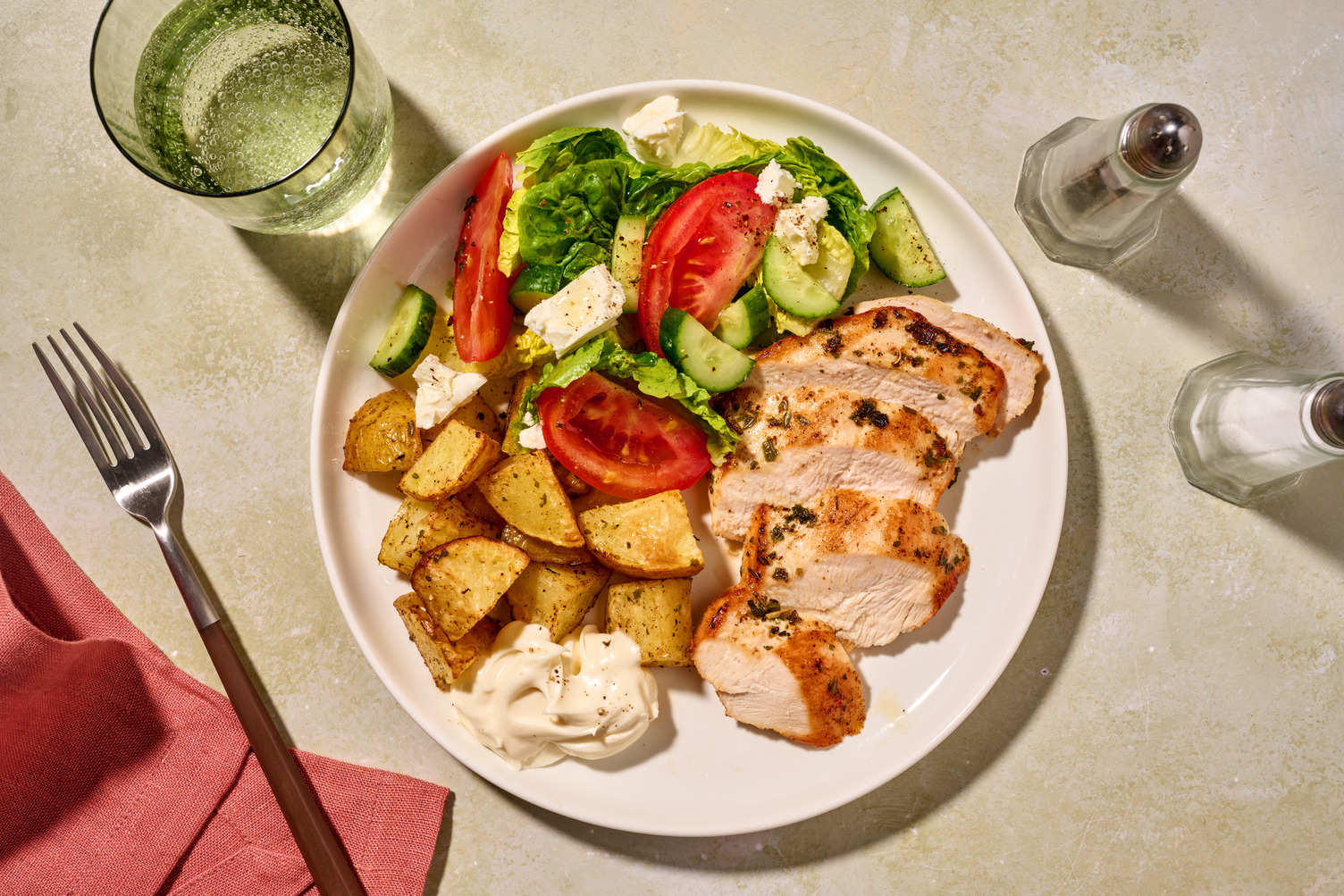 Air Fryer Greek Style Chicken and Roast Potatoes