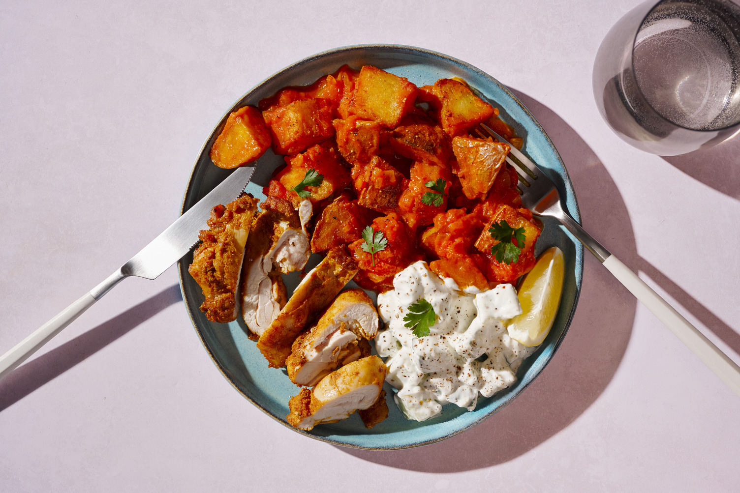 Baked Chicken Thighs & Aloo Bhujia Style Potatoes