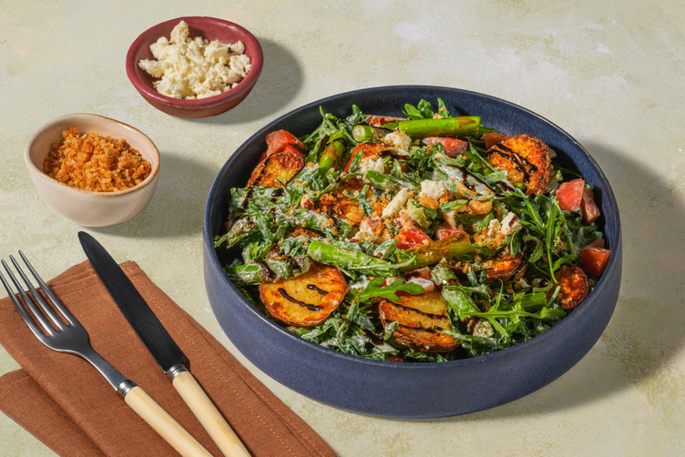 Spring Asparagus Potato Salad with Greek Style Cheese