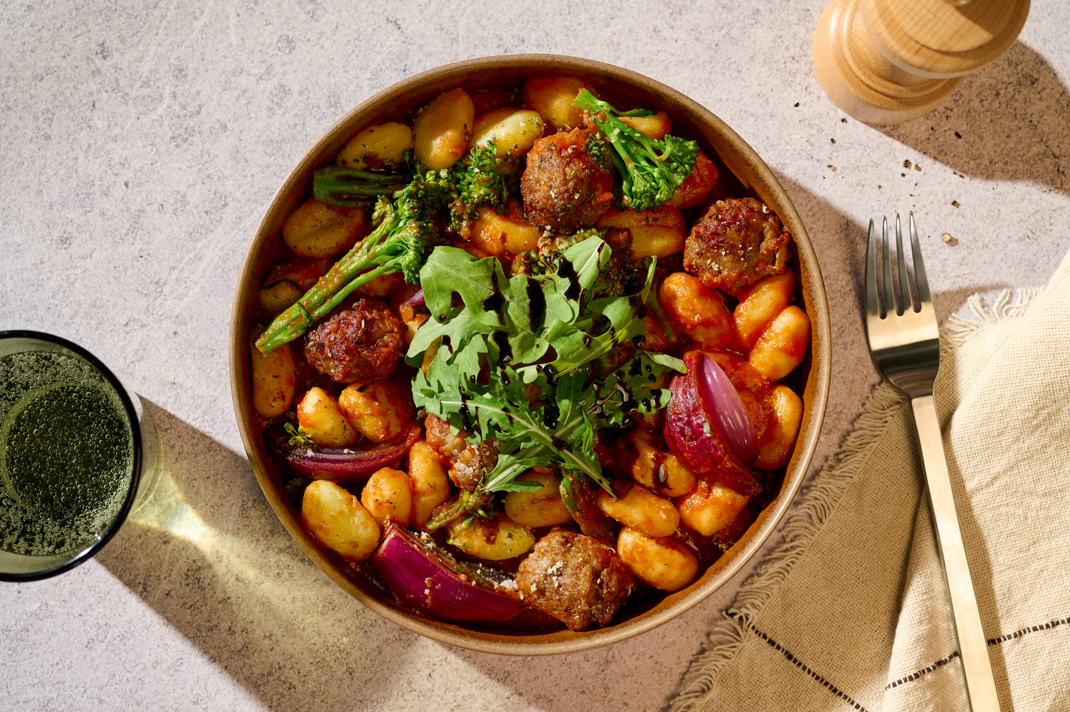 Air Fryer Sausage & Tomato Baked Gnocchi