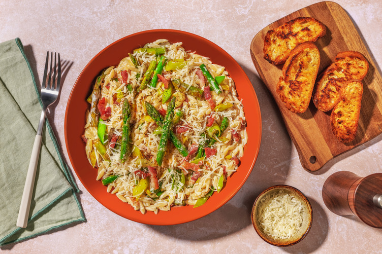 Creamy Tofu and Asparagus Orzo
