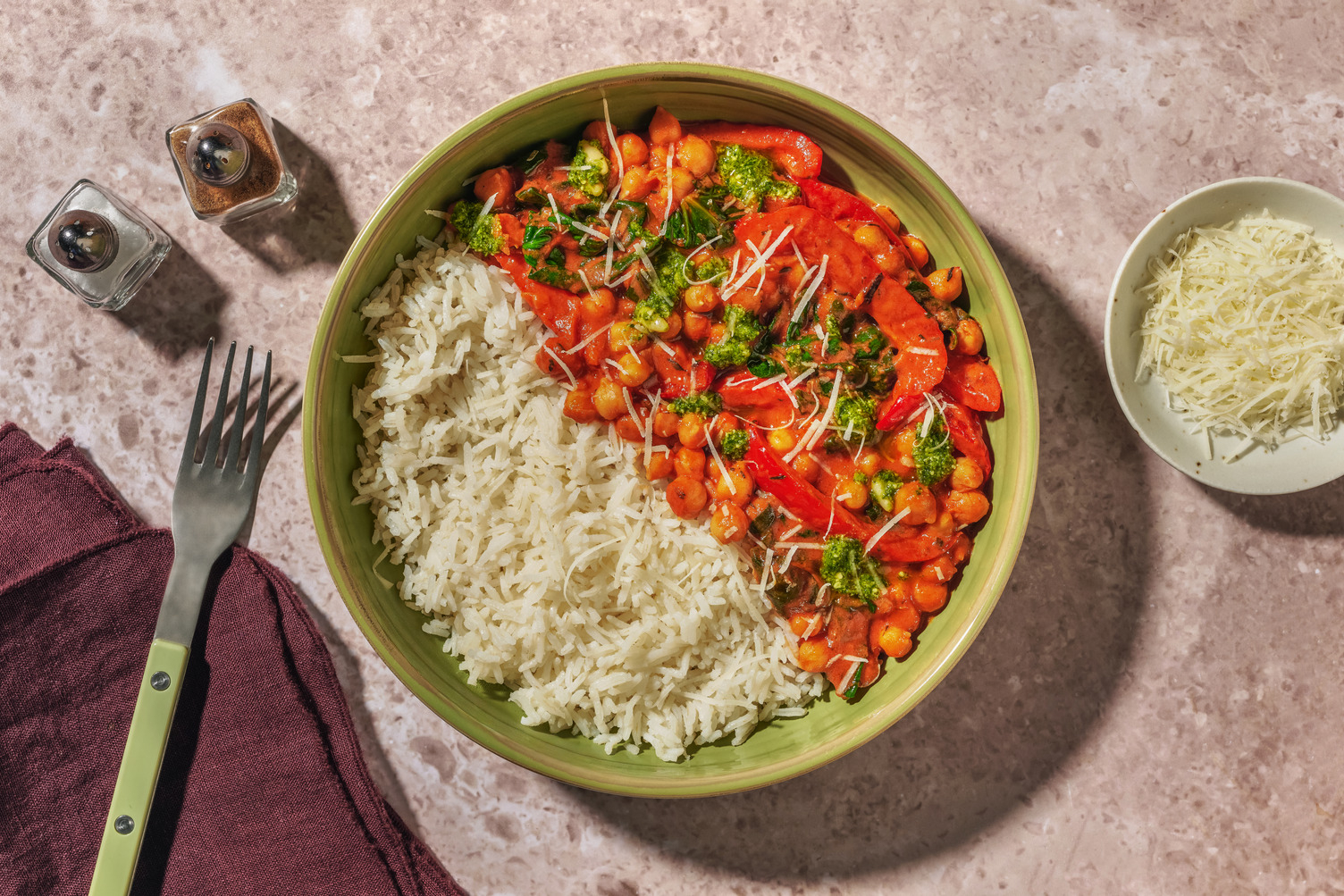 Creamy Chickpea and Pepper Rice Bowl