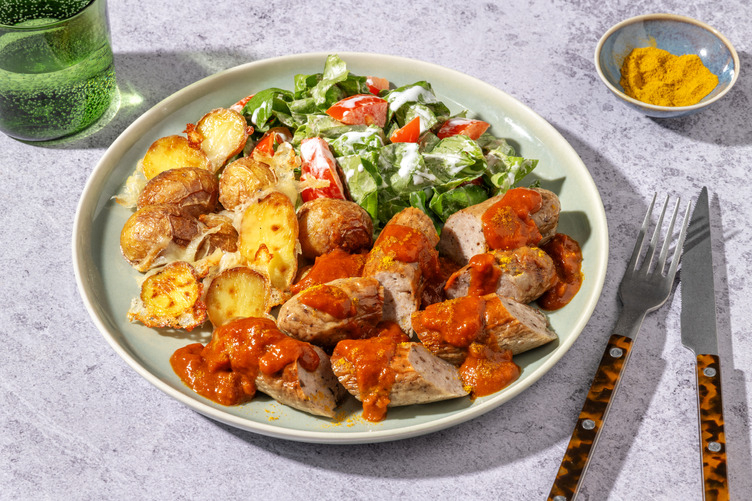 German Currywurst-inspired Turkey with Roast Baby Potatoes