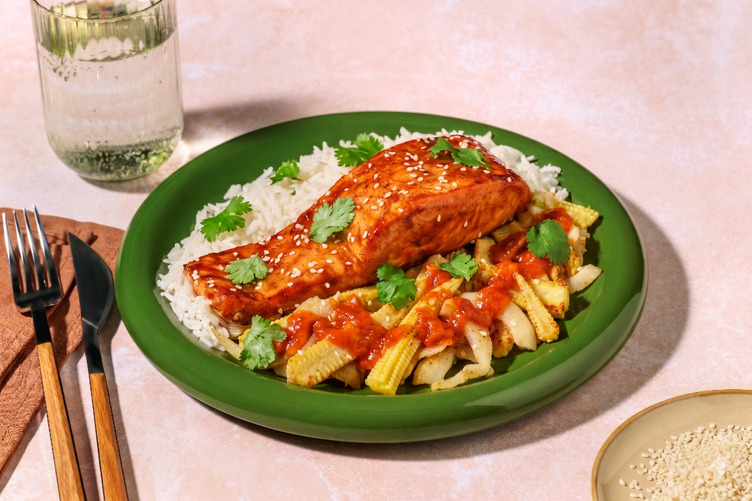 Bulgogi Glazed Prawns on Garlic Rice