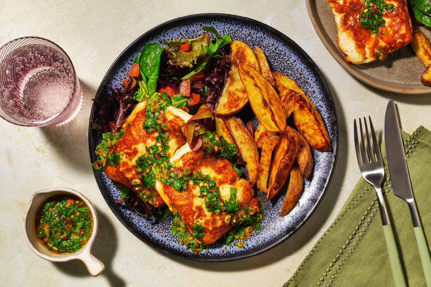 Double Halloumi Steaks and Passion Fruit & Coriander Salsa