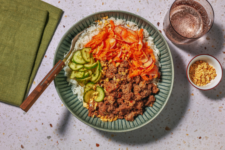 Mixed Mince and Rainbow Veg Vietnamese Bowl