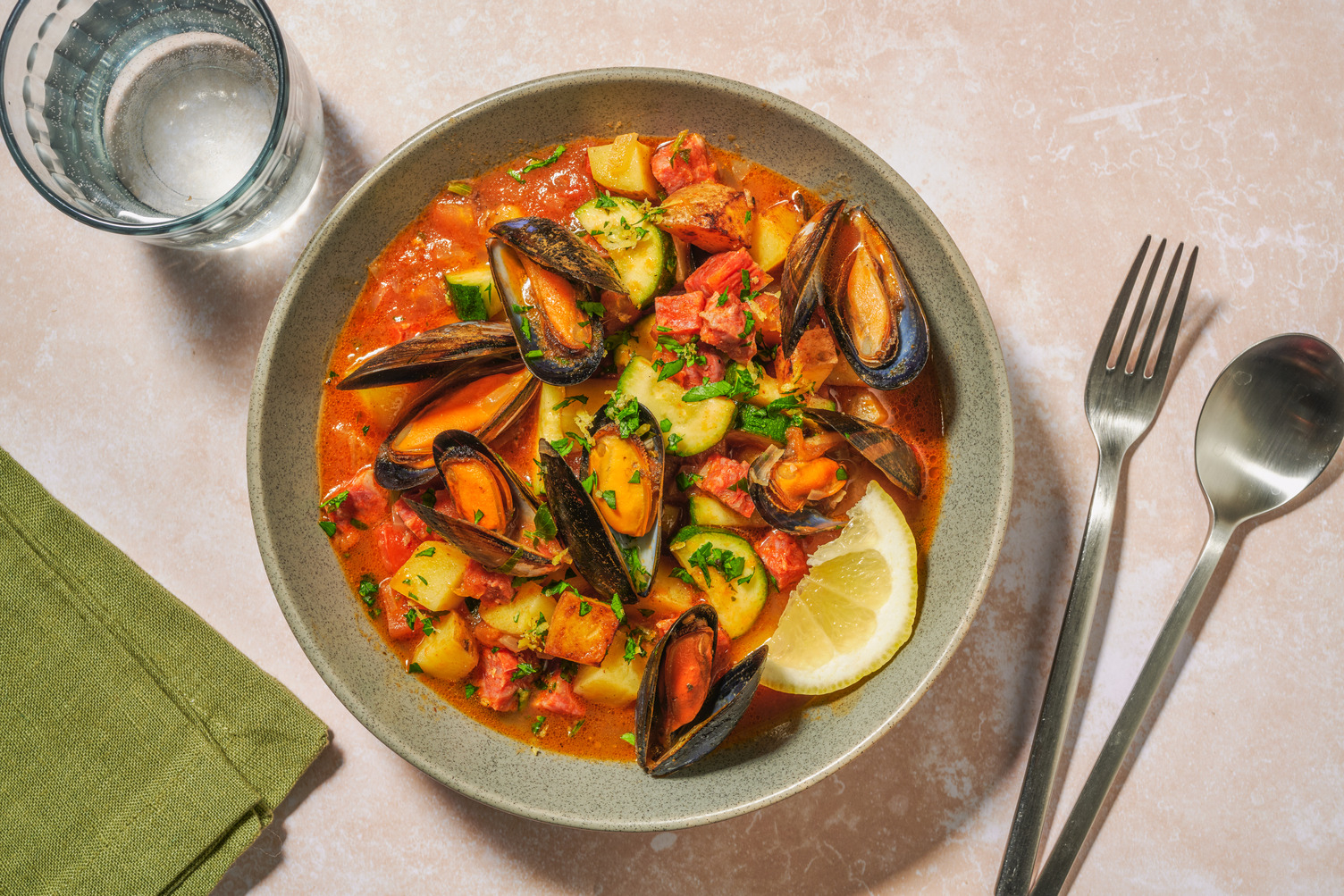 Mediterraner Miesmuscheleintopf mit Chorizo