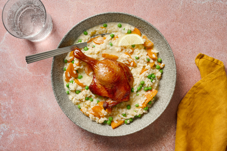 Creamy Lemon Risotto with Duck confit