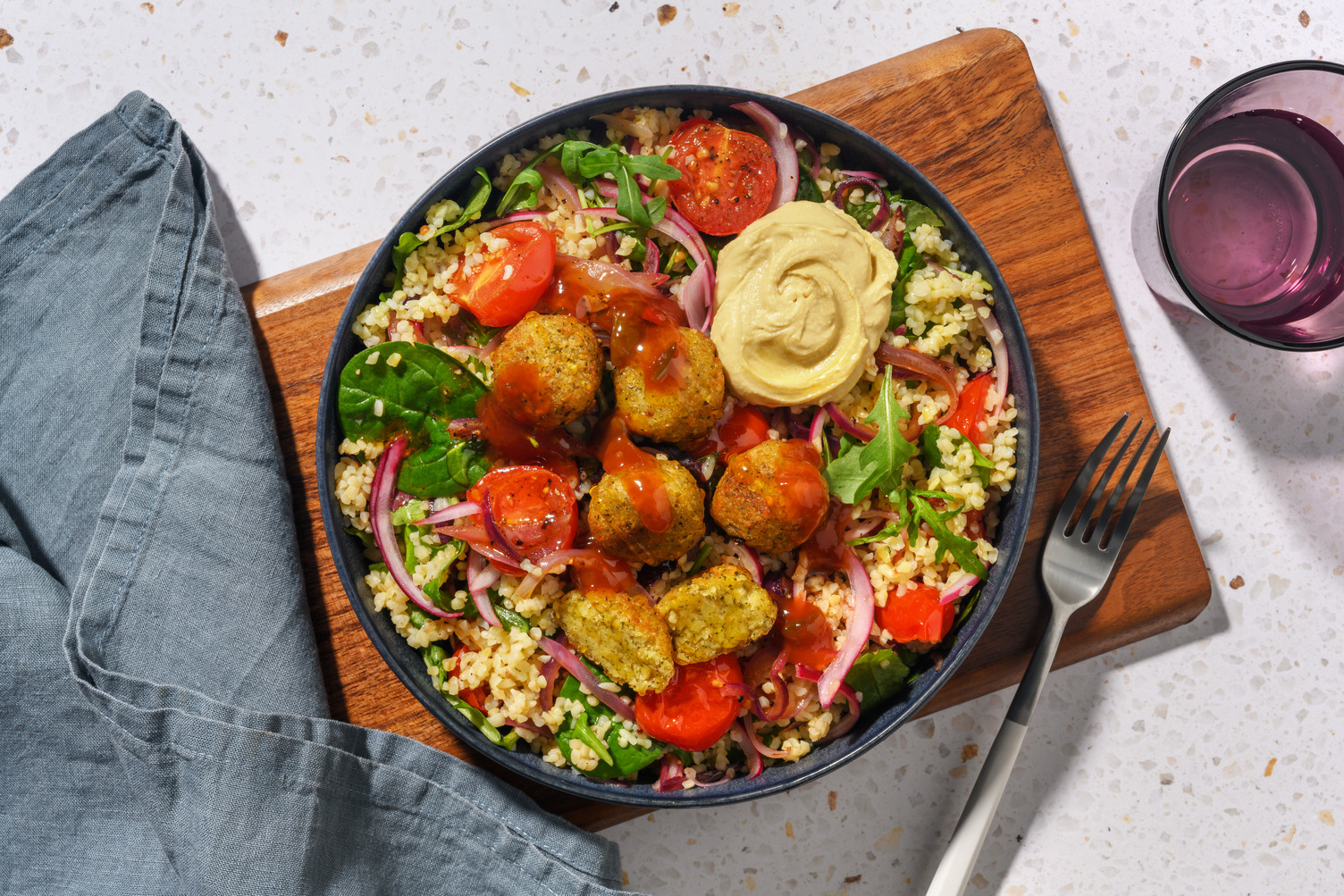 Falafel and Houmous Bulgur Bowl