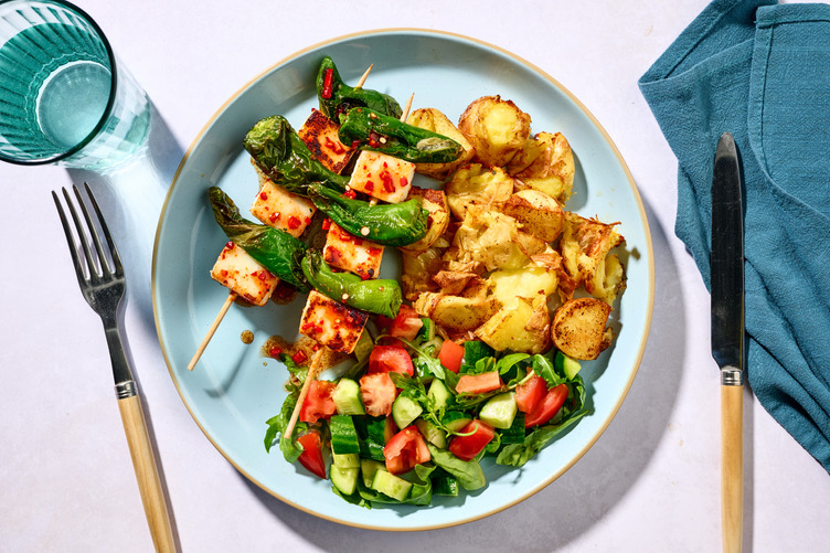 Chilli Garlic Halloumi and Padron Pepper Skewers