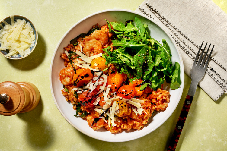 Double Large King Prawn and Rainbow Cherry Tomato Risotto