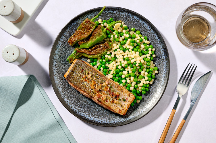 Lemony Brown Butter Salmon and Padron Peppers