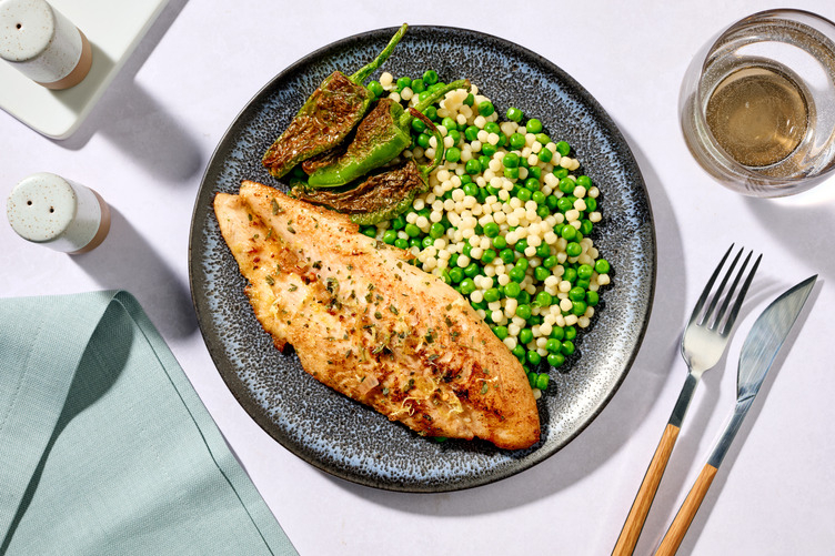 Lemony Brown Butter Salmon and Padron Peppers