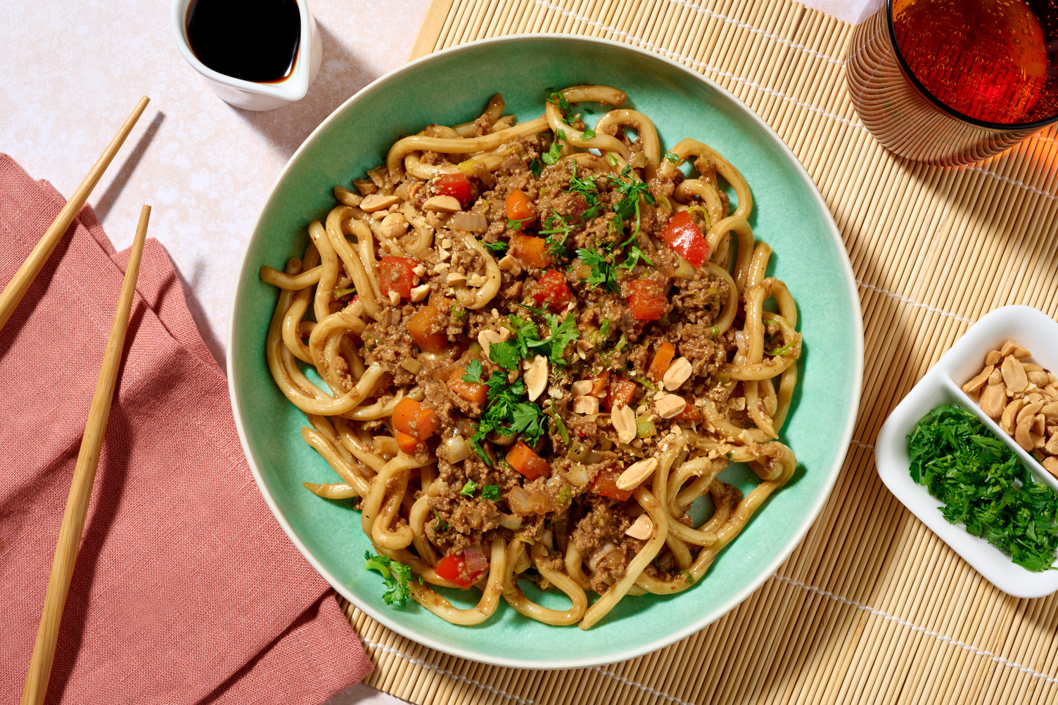 Wok épicé au sésame & haché végé