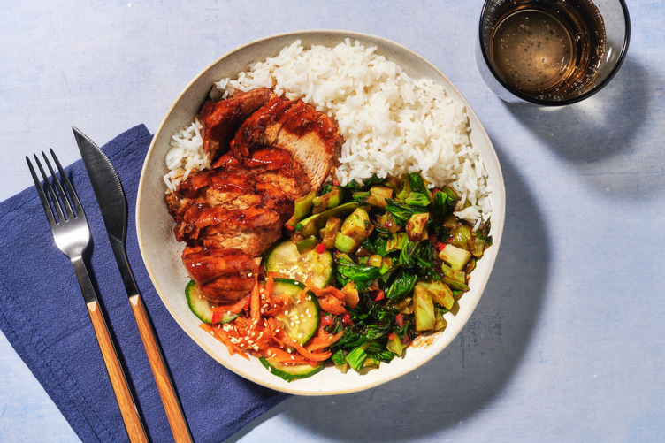 Filet mignon de porc char siu & pak-choï épicé