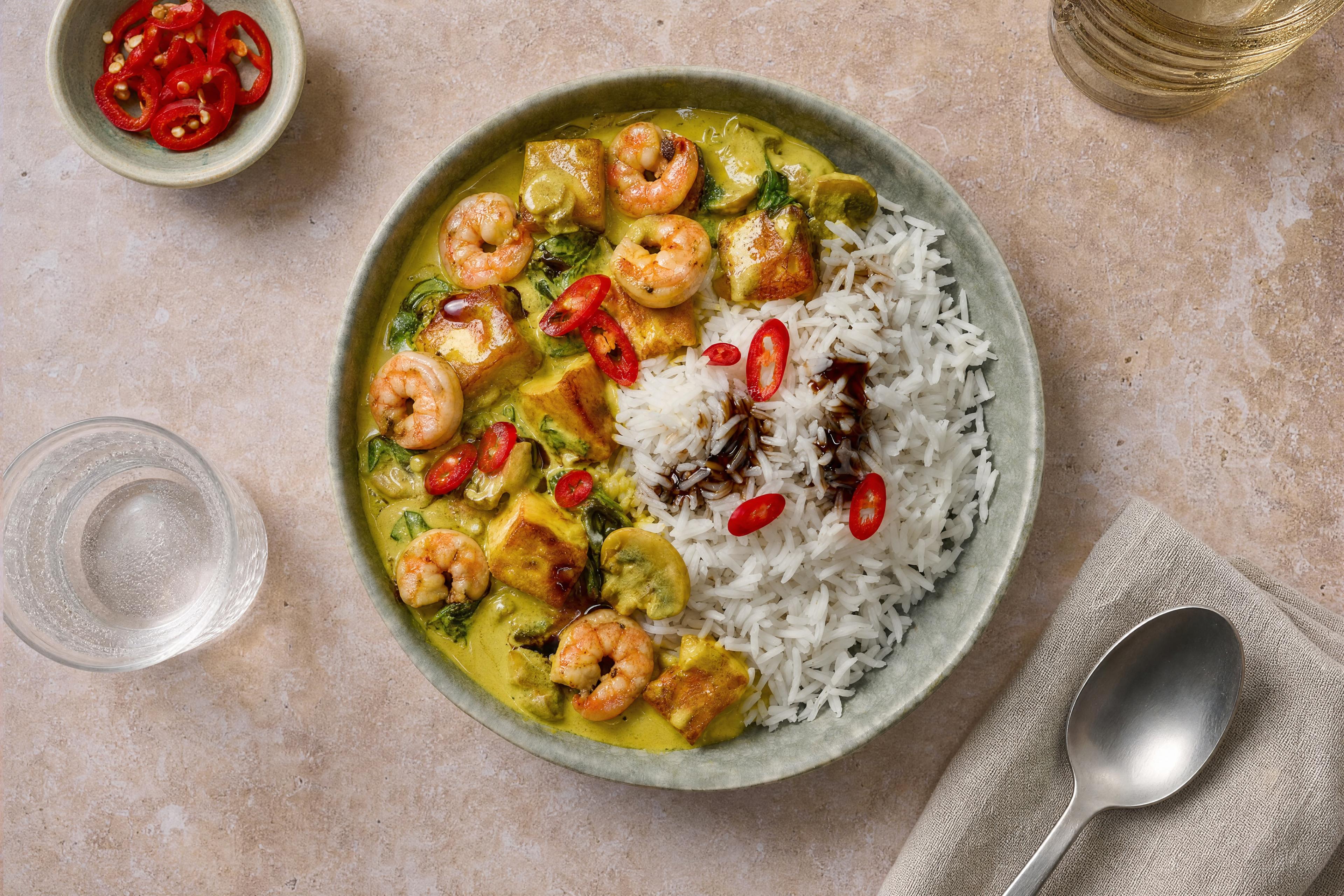 Paneer Korma Curry with Prawns