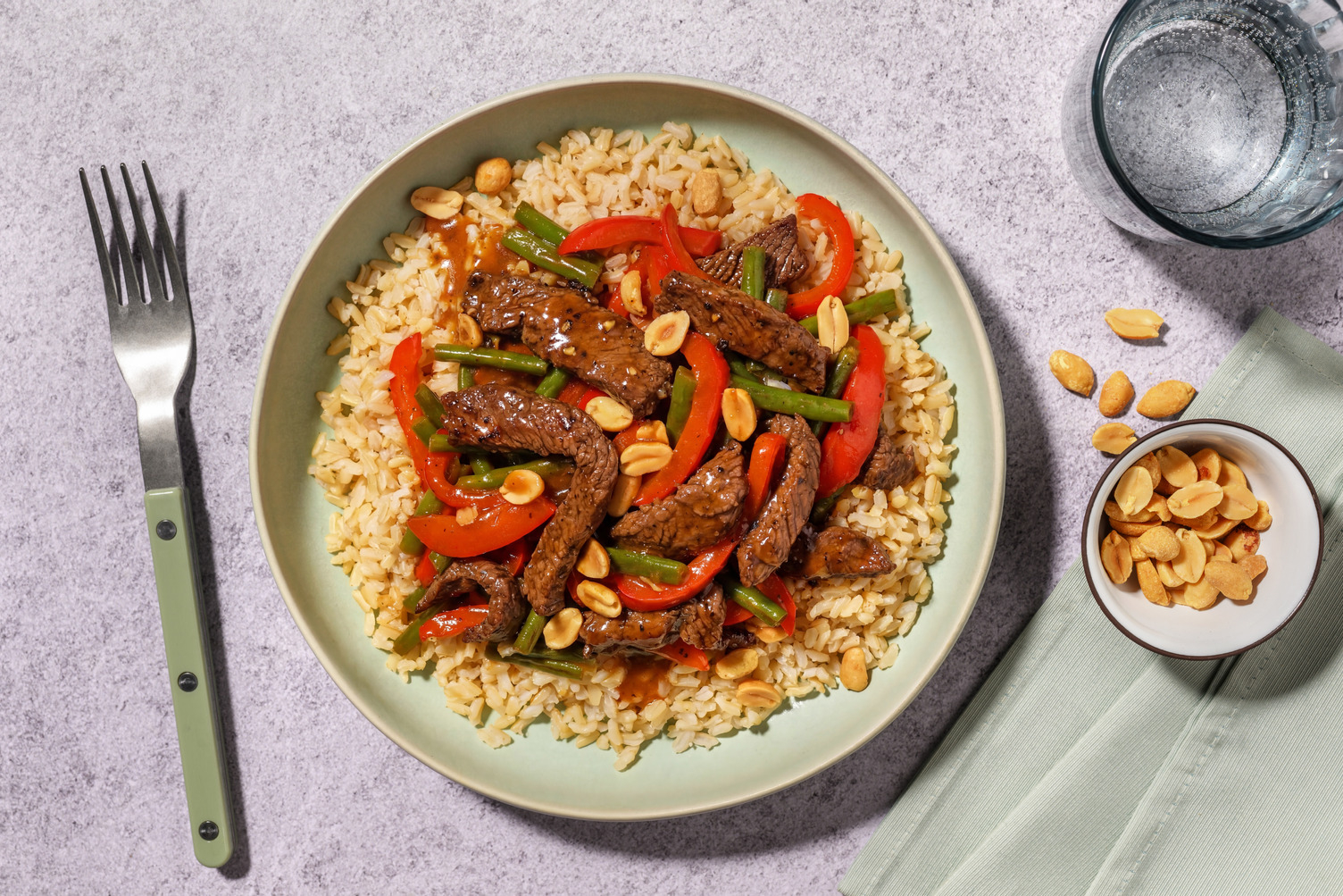 Kung Pao and Stir-fried Beef Strips