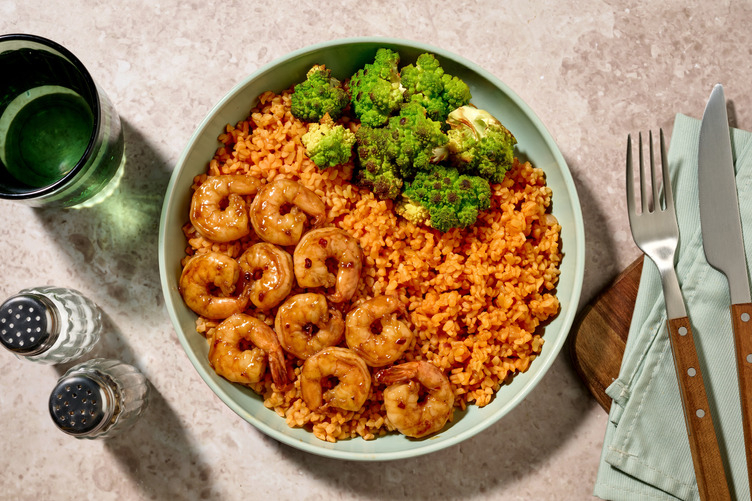 Mango Glazed Prawns and Roasted Romanesco 