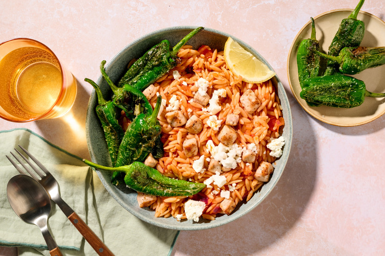 Fragrant Chicken Orzotto with Padron Peppers