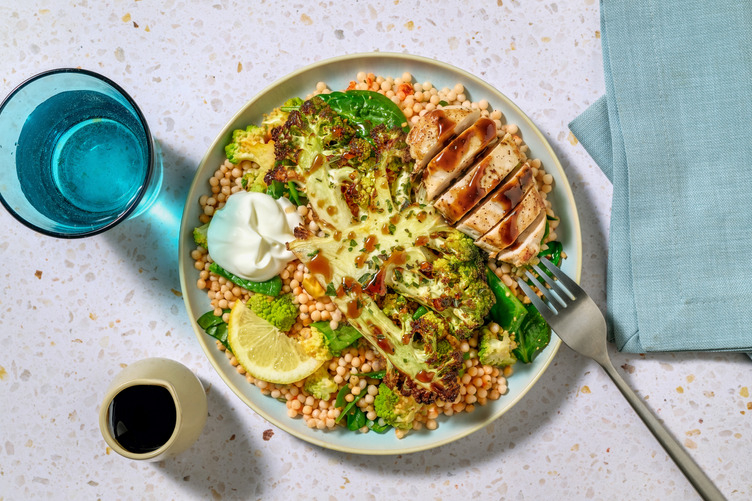 Roasted Romanesco and Spicy Vegan Nduja Couscous with Turkey