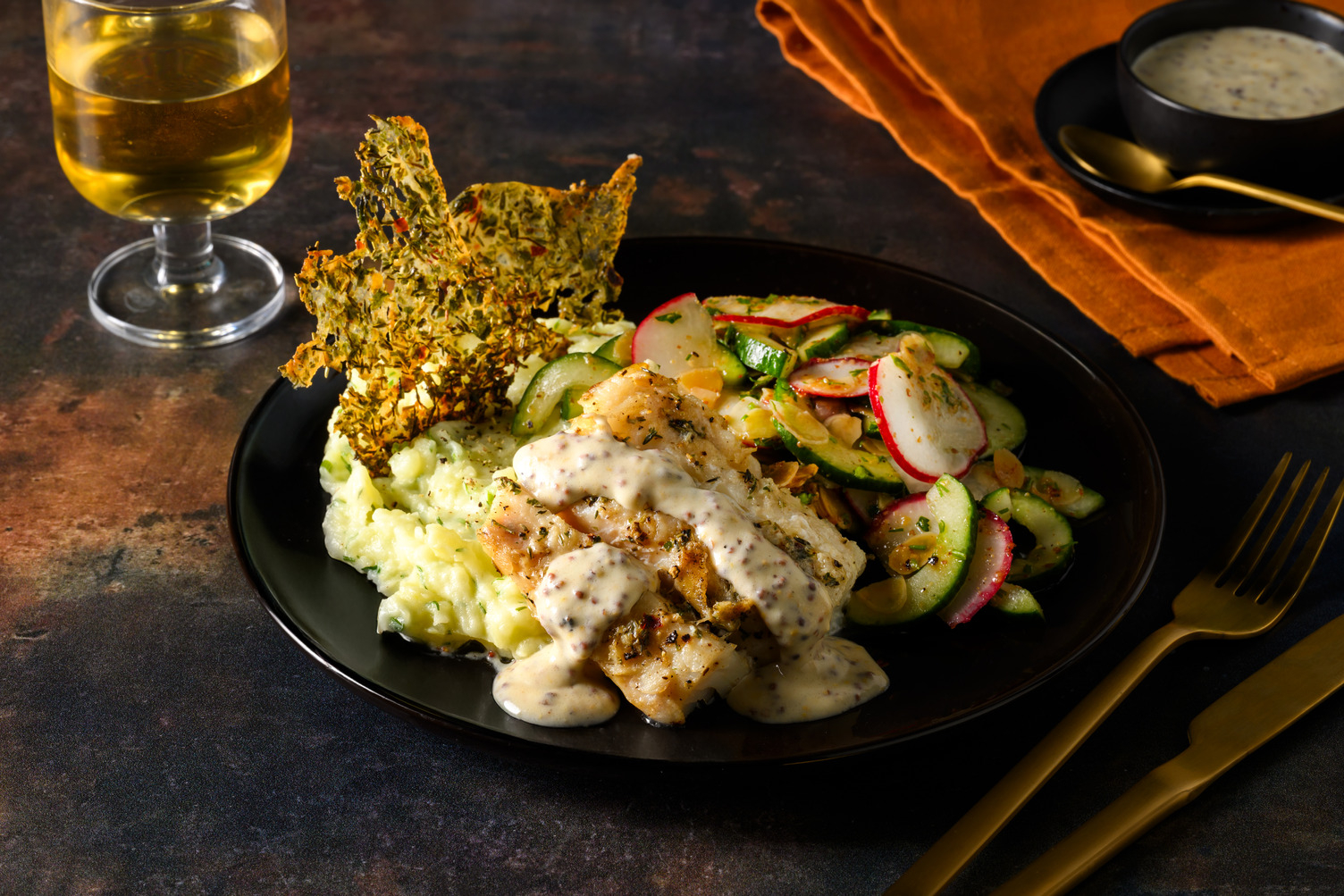 Kulinarische Kunst: Kabeljau mit Korallenhippe