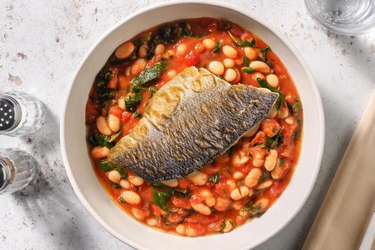 Tilapia auf Cannellini-Bohnen-Eintopf